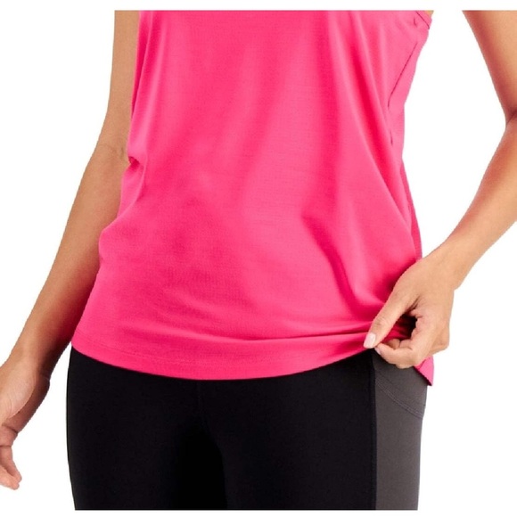 Women's Textured Racerback Pink Tank Top - Picture 2 of 2